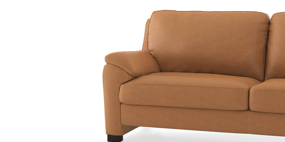 Farina Half Leather Sofa (Mustard Italian Leather)